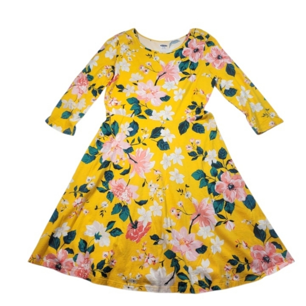 Old Navy Girl's Fit & Flare Yellow Floral Dress - XL (14)